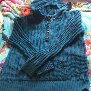 Teal chunky sweater with hoodie